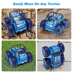 MaxTronic Amphibious RC car conquering rocks, grass, and water terrains