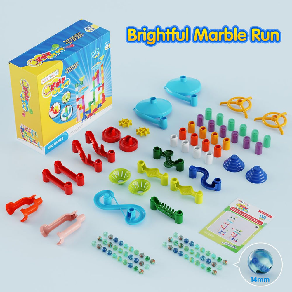 MaxTronic Mable Run 60 marbles offer tactile play and color exploration.