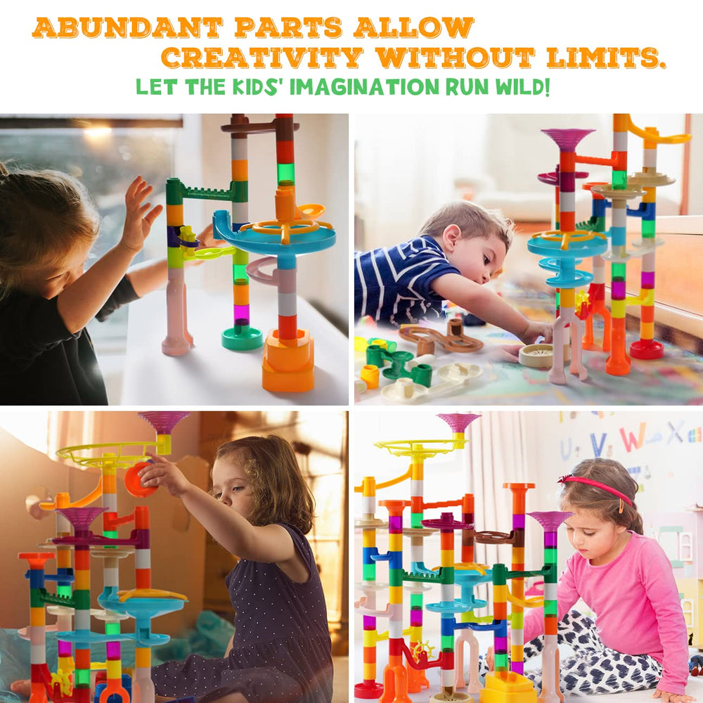 MaxTronic glow-in-the-dark marbles brighten evening building sessions and reveal patterns