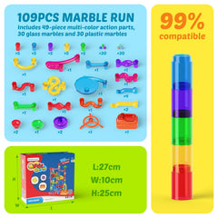 MaxTronic Marble Run transparent tracks showcase marble paths to boost curiosity.