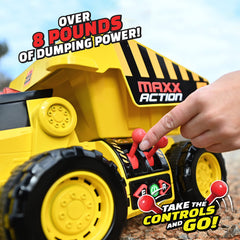 Maxx Action Dig Rig dump bed with tilt showcases material dumping playful realism.