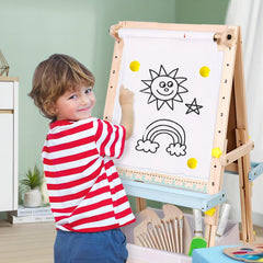 Maycoly Kids Easel includes educational accessories for letters and numbers practice.