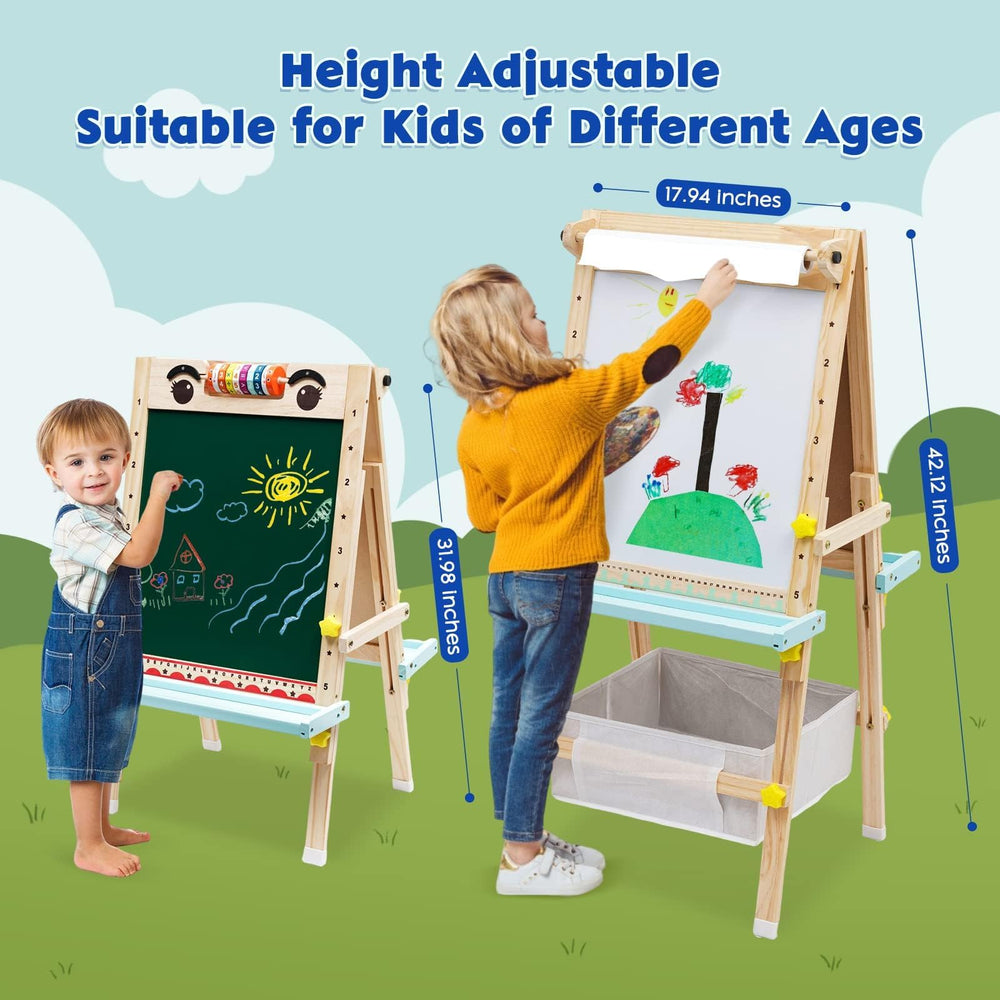 Maycoly Kids Easel whiteboard side ideal for quick erases and vibrant marker drawings.