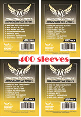 Mayday Games clear sleeves for 41x63mm mini cards, archival-safe protection.