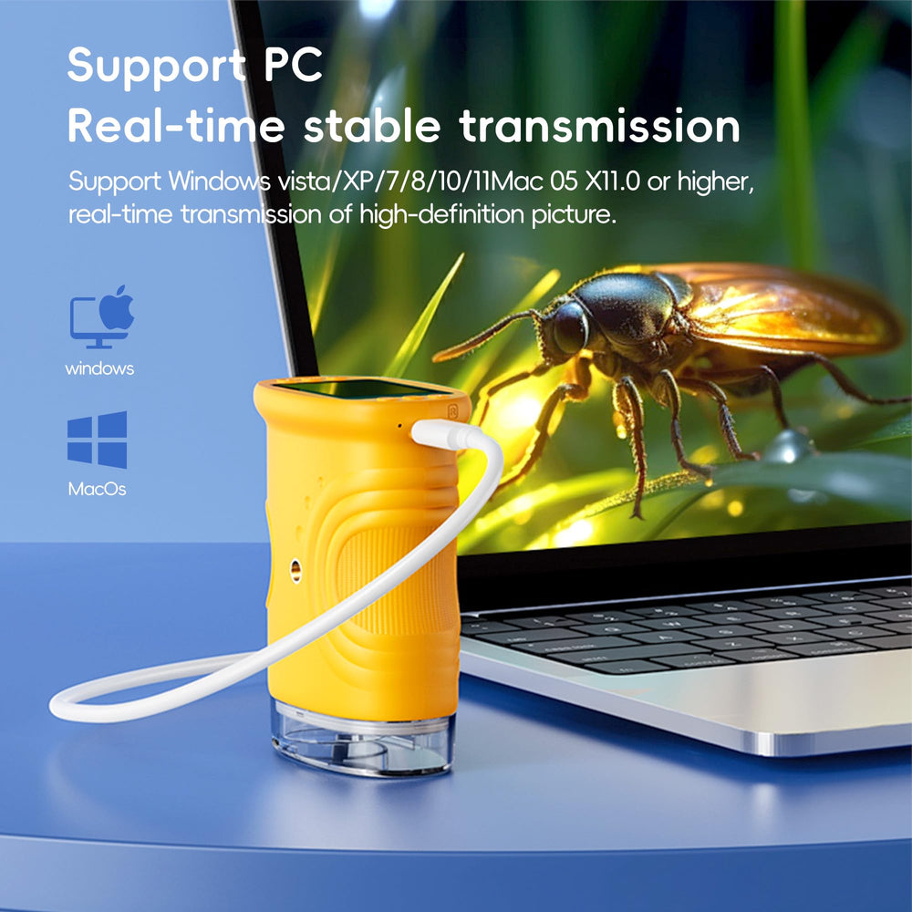Maydeet Kids Microscope USB connect saves images to PC.