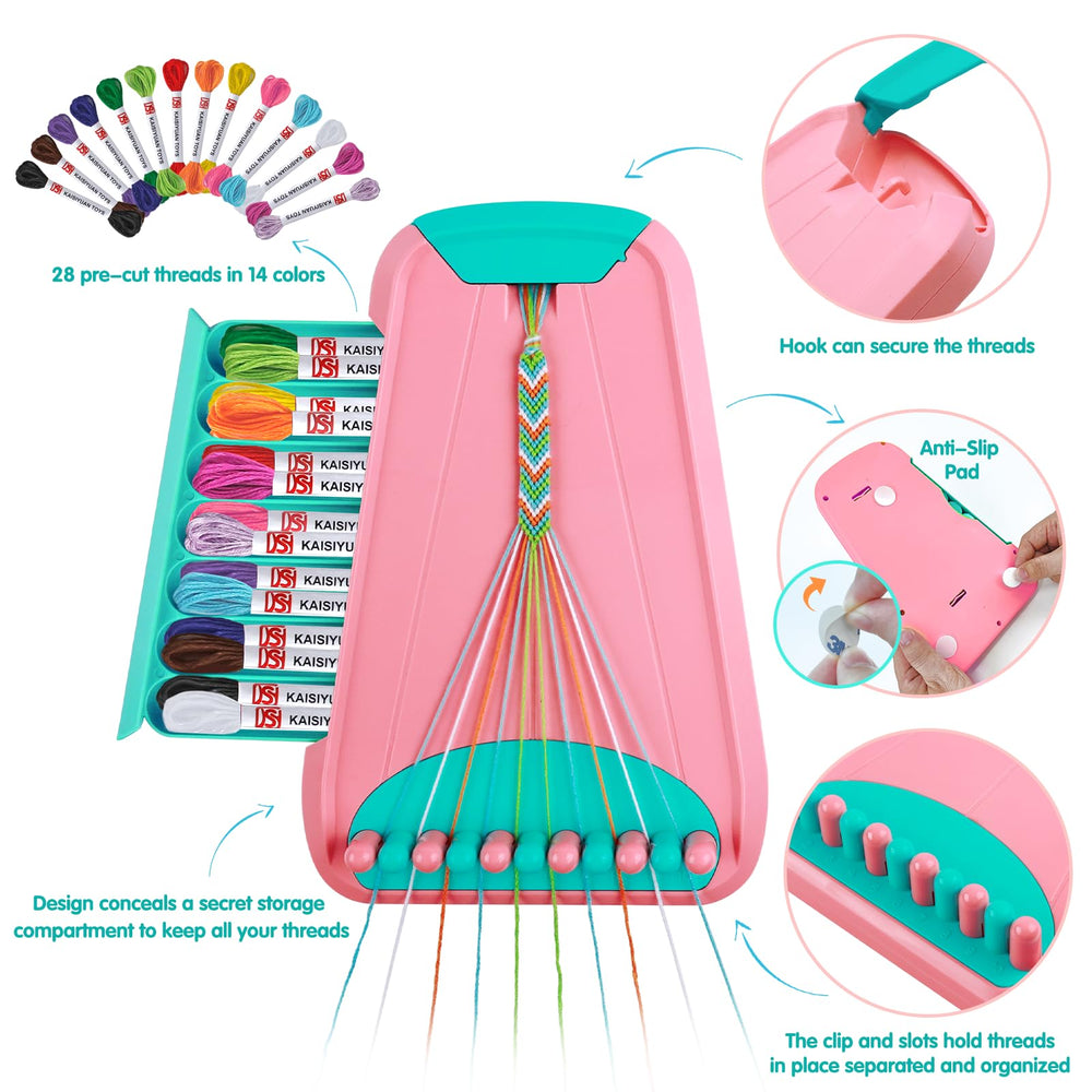 Maynacs 28-thread bundle in 14 colors enables vibrant bracelets.