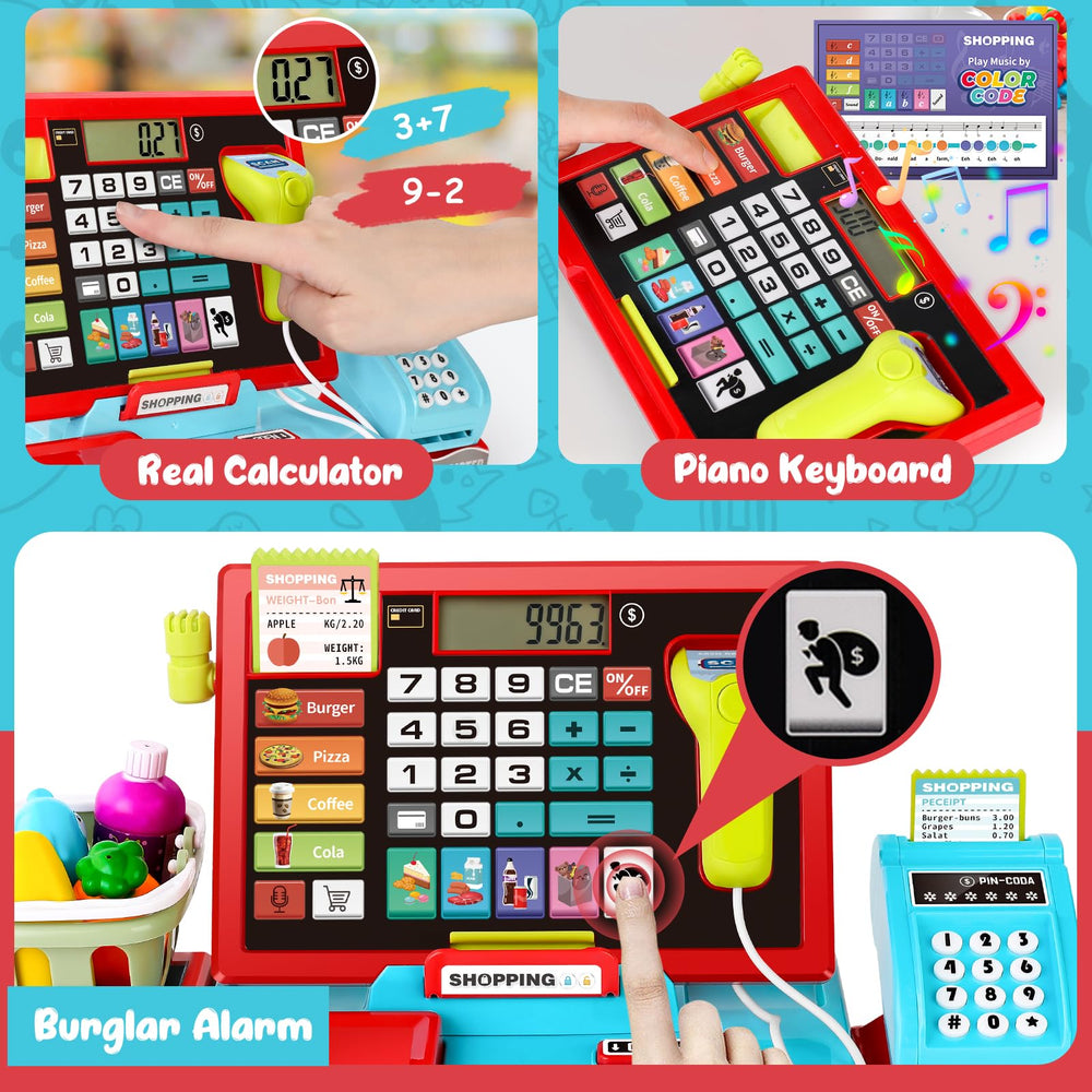 maysida cash register with microphone and scan button for interactive role-play