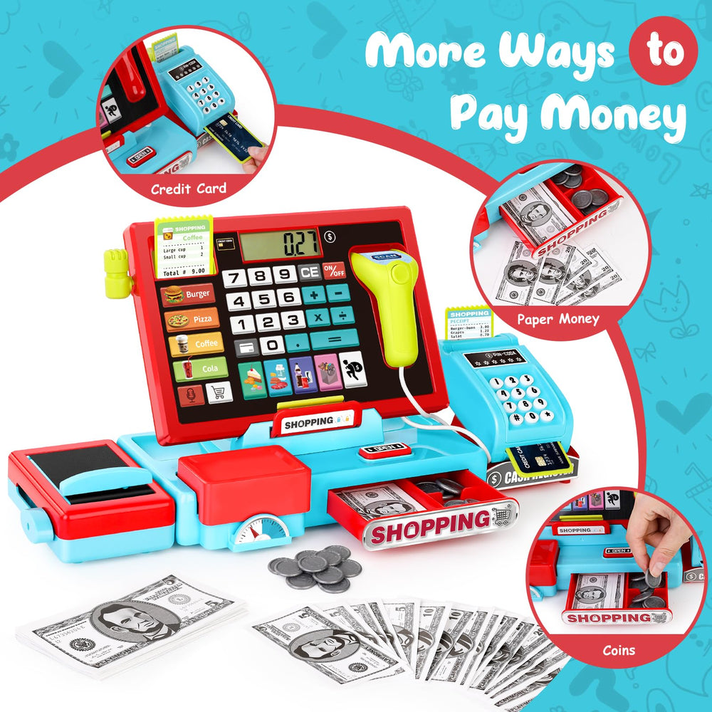 maysida cash register with receipts and credit cards for checkout practice