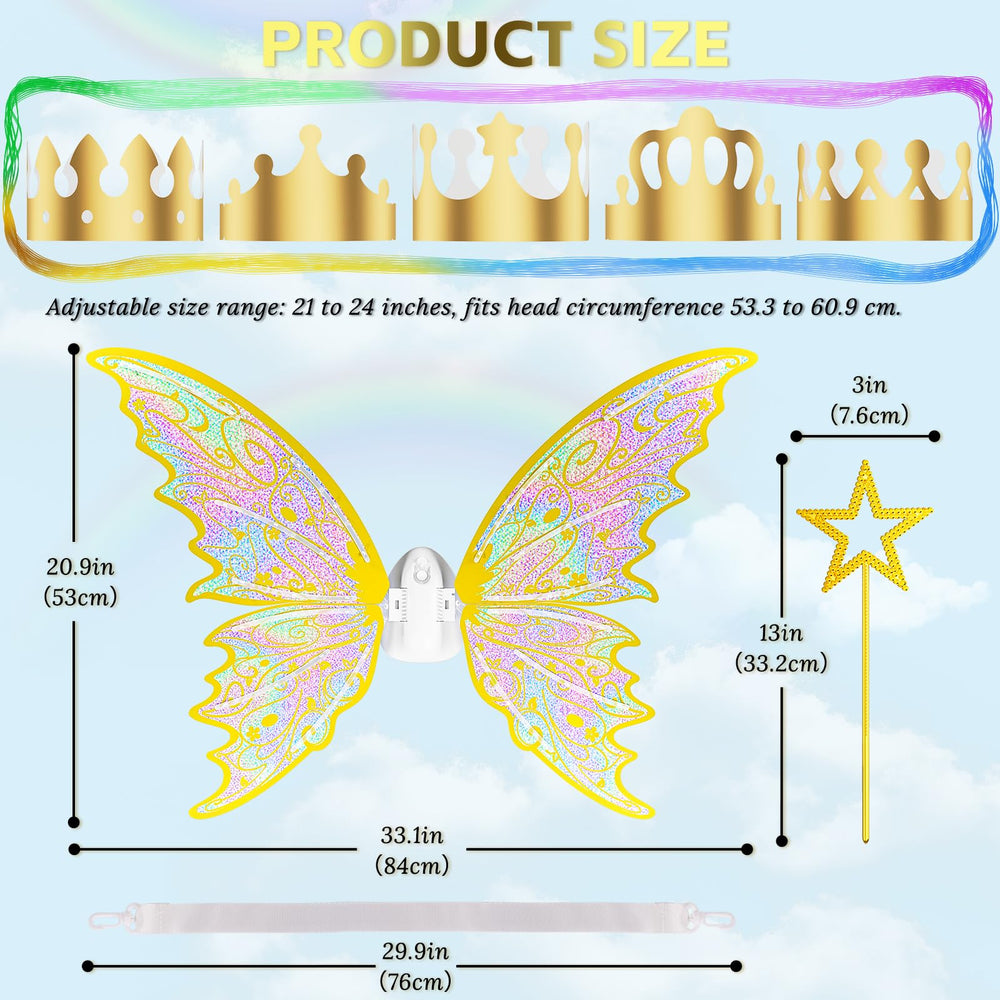 Maysida Gold Fairy Wings close-up highlights durable eco-friendly plastic and lightweight design.