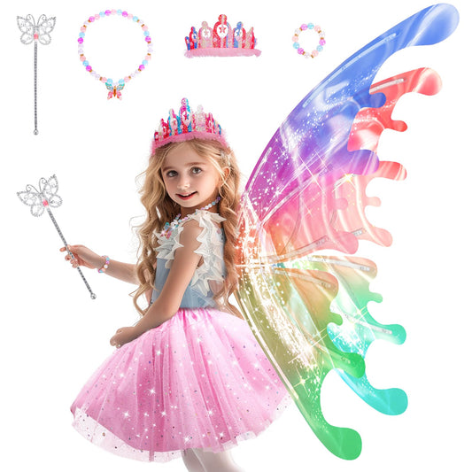 Maysida princess dress with electric wings glows for imaginative play