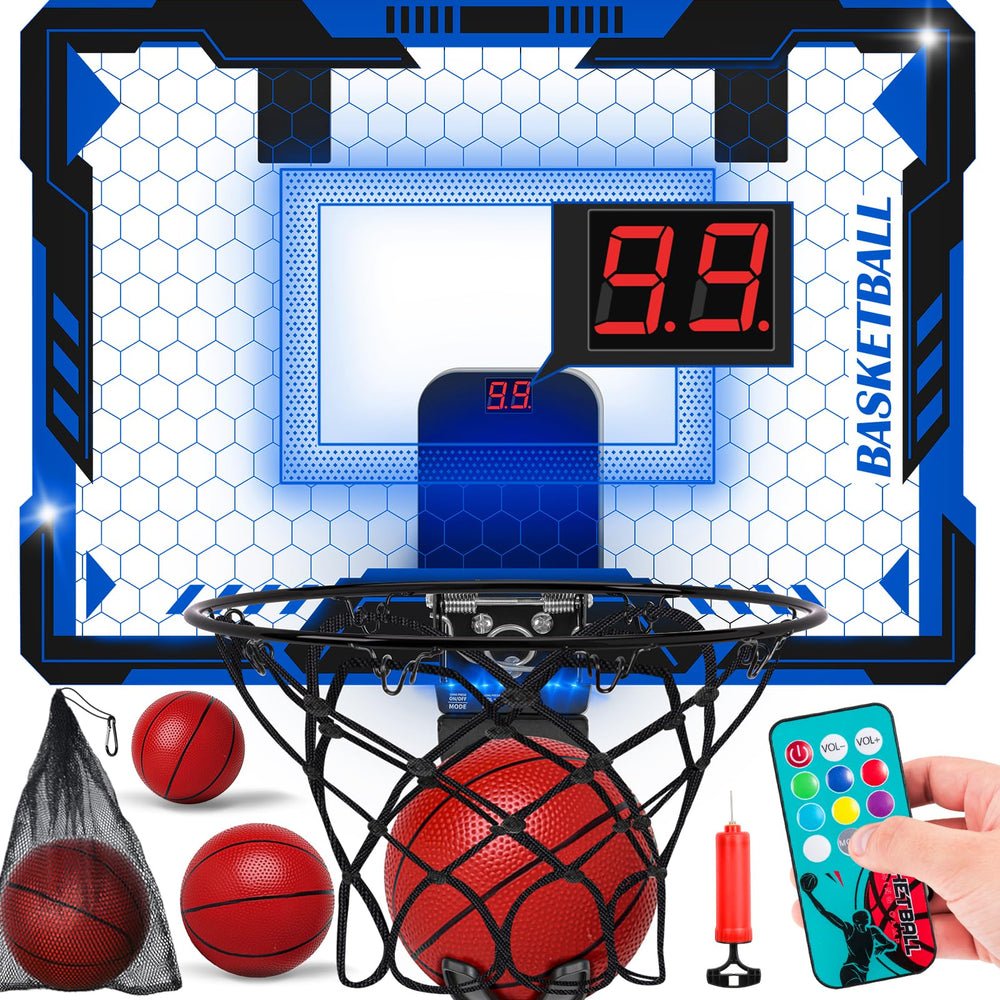 Maysida remote-control basketball hoop with LED lighting for vibrant indoor play
