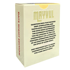 MAYVUL Tonight date-night prompts spread across the table inviting dialogue and connection.