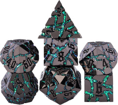 Maywin DND crack stripe dice set with metallic glitter finish for immersive RPG sessions.