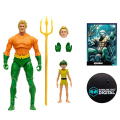 McFarlane Toys Aquaman alternate head for expressive portraits on display.