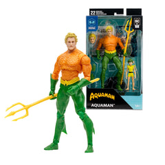 Close-up of Aquaman sculpt detail and surface texture by McFarlane Toys.