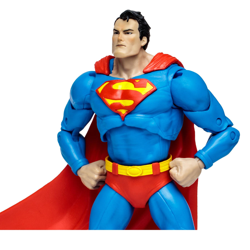 Close-up sculpt detail on McFarlane Superman Hush for collectors.