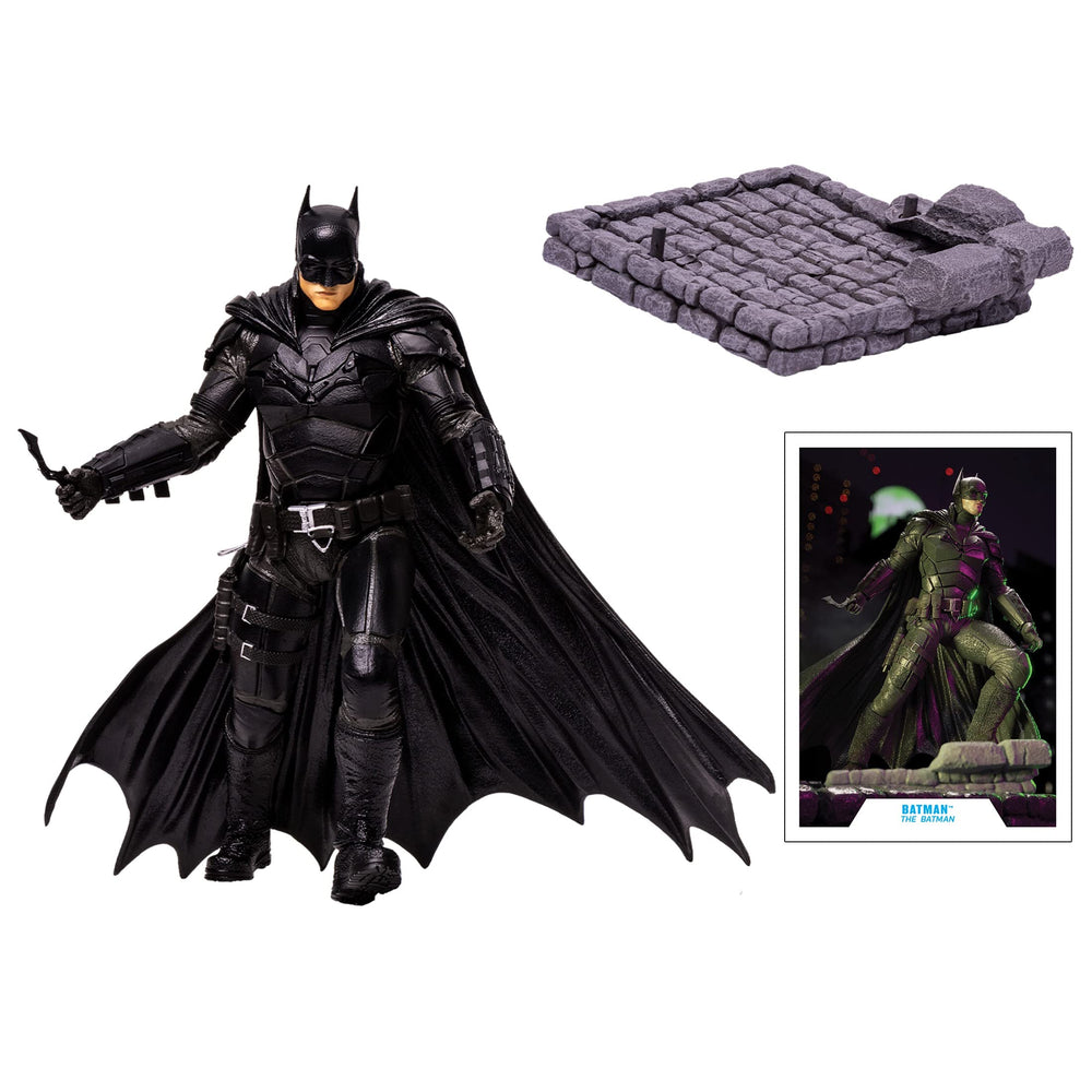 McFarlane Batman Multiverse 12in Deluxe figure on brick rooftop base for dramatic display