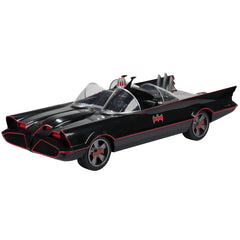 McFarlane Toys DC Multiverse Batmobile with rolling wheels for dynamic display.