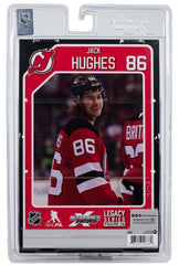 Base with jersey number insert shown on Jack Hughes 7-inch figure.