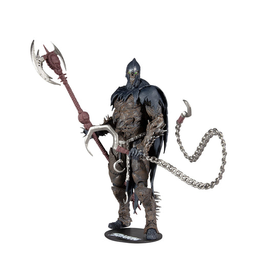 McFarlane Toys Raven Spawn 7-inch figure with axe, ideal for dynamic display poses.