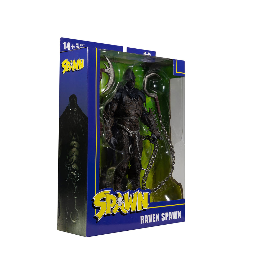 McFarlane Toys Raven Spawn 7-inch figure Hellspawn suit design for display drama.