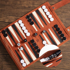 McGregri Backgammon pieces and dice ready for on-the-go play.