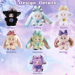 Mckkymi Nommi plush with satin bow for charming shelf display