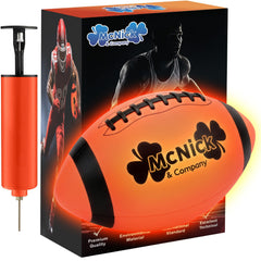 MCNICK & COMPANY Glow Football LED glow for night play and visibility.