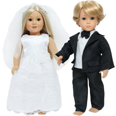 MCZQXW 18-inch doll wedding dress with veil for imaginative play and dress-up moments.