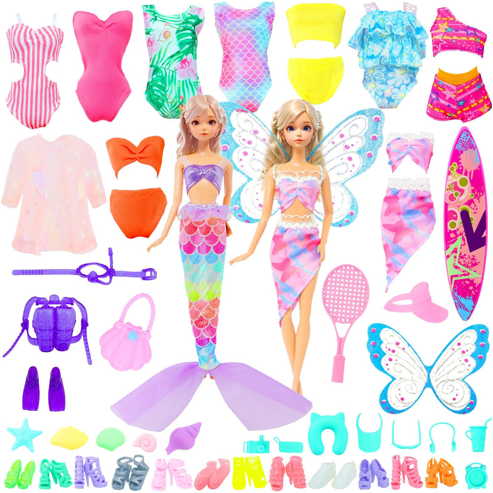MCZQXW 40-pcs doll swimsuits set provides diverse outfits for 11.5-inch dolls.