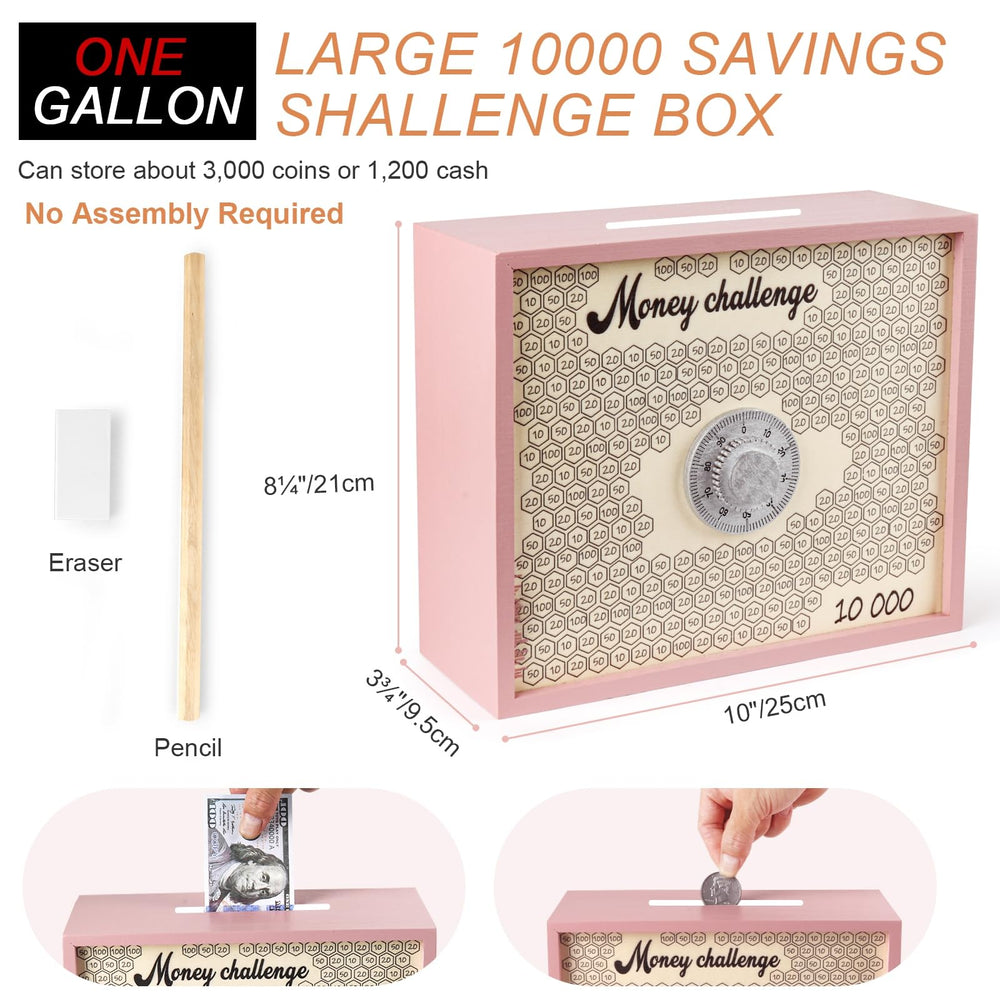 Mczxon 10000 savings box with lock and keys for secure savings.