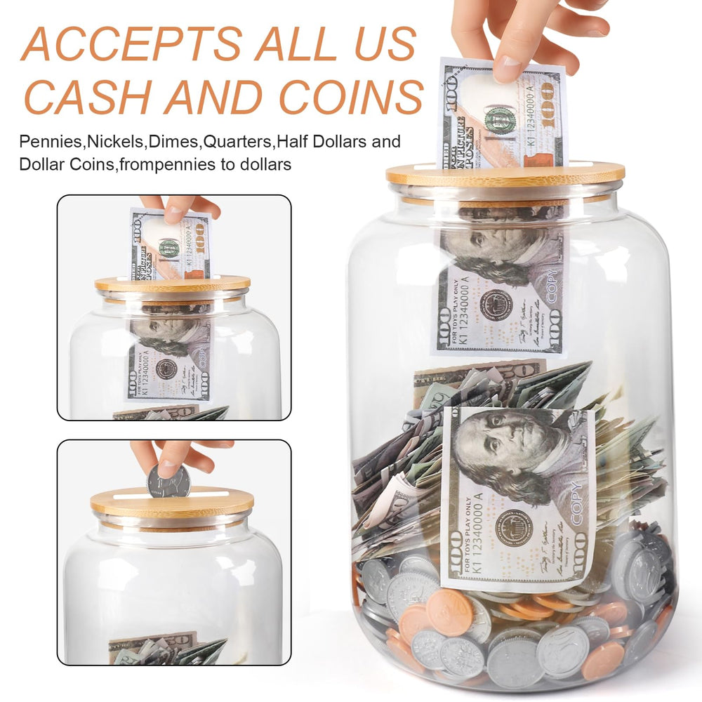 Mczxon unbreakable PET money jar resists drops at home or office.