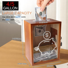Mczxon wood and acrylic piggy bank design for kids