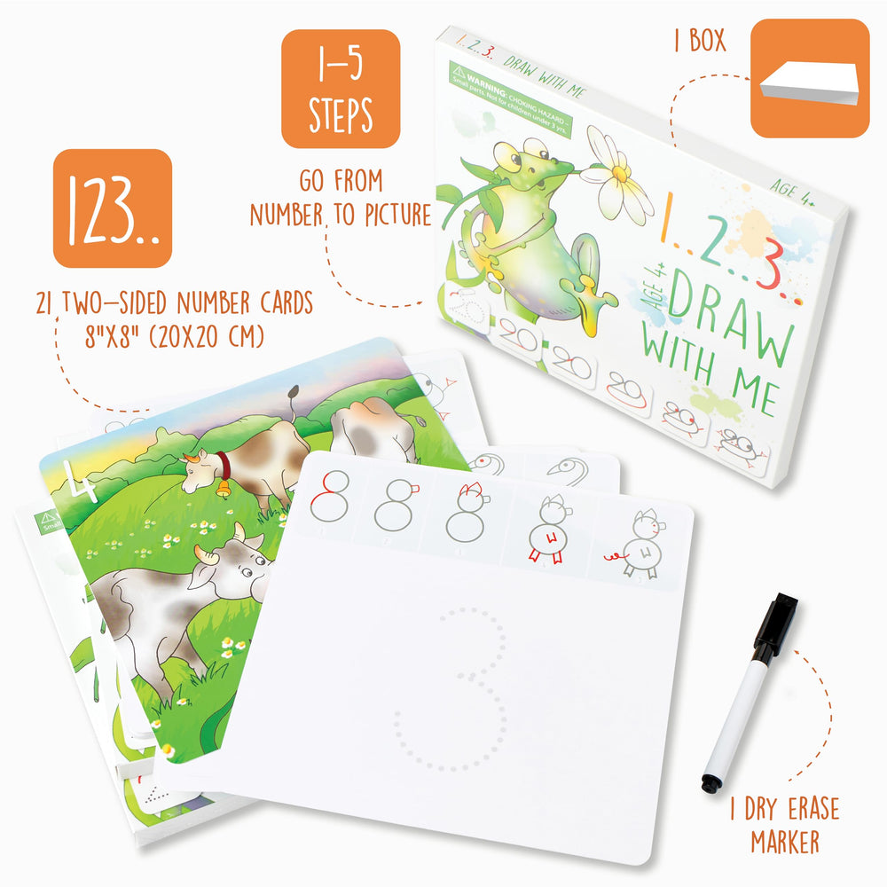 MD CREATIVE two-sided cards featuring numbers and illustrations for counting