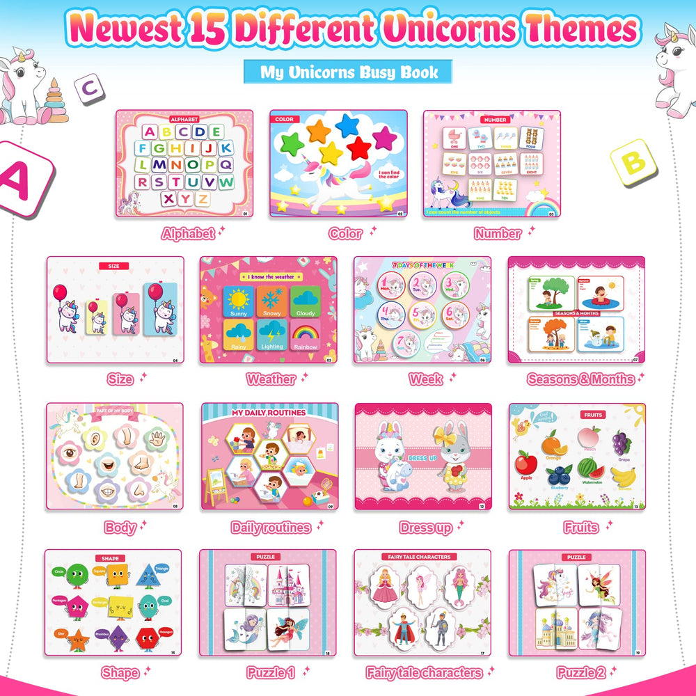 MDINGTD unicorn busy book theme illustration 1 fuels imagination during preschool play