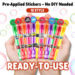 MDNHIO race car bubble wand with blue accents, vibrant track-themed decor.