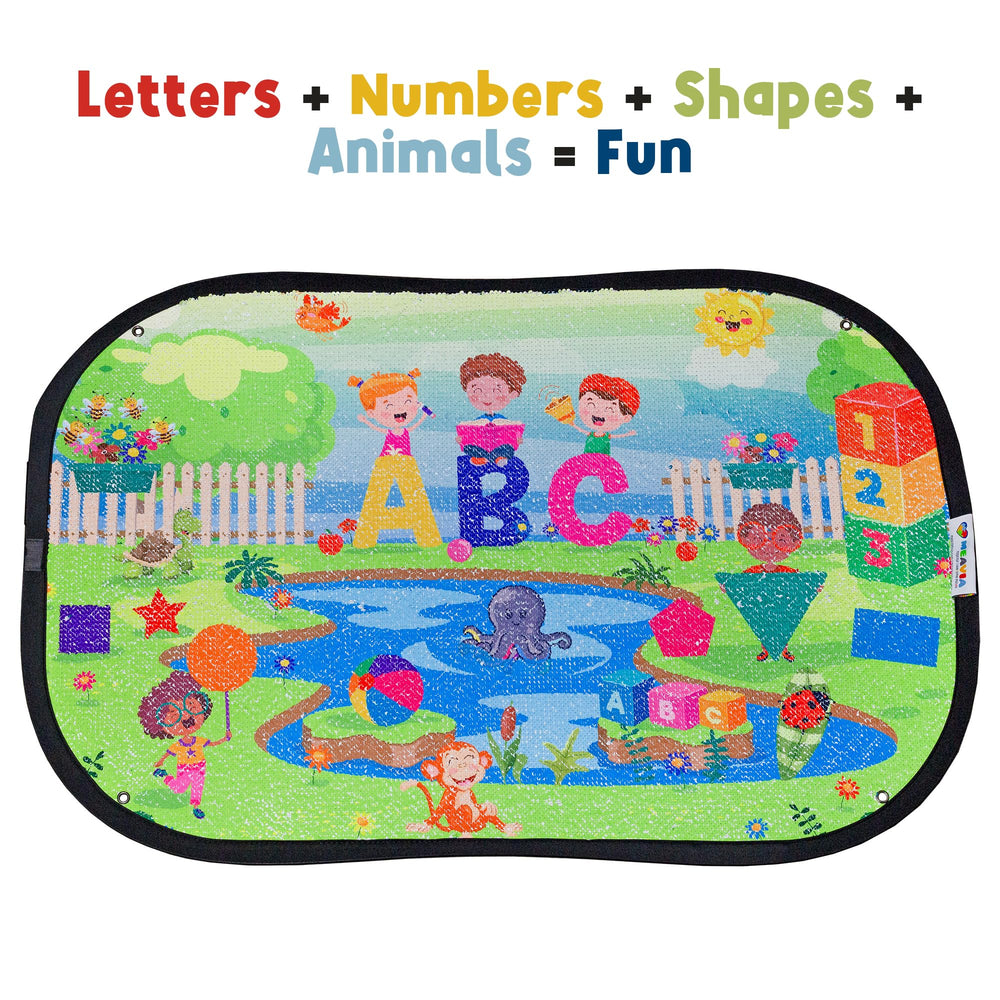 Classroom scene with Meavia sequins busy toy engaged in group activity.