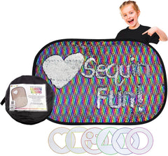 Meavia giant reversible sequins wall toy for engaging visual play on walls.