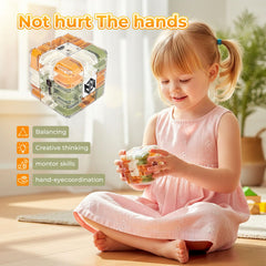 MECARE large maze cube transparent lid keeps ball secure during play