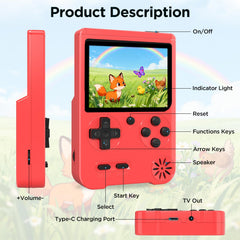 Medoque handheld console USB-C charging supports long play sessions