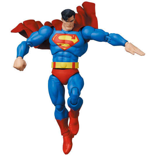 Medicom Dark Knight Returns Superman Mafex close-up face shows detailed sculpt.