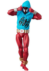 Medicom MAFEX Scarlet Spider Ver. 2.0 hooded costume detail enhances realism.
