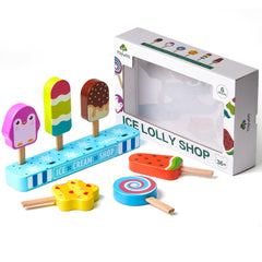 Medoga wooden ice cream play scene encouraging shared play and fine motor skills.