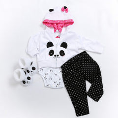 Medylove panda doll portrait showcases the 22-inch doll in a charming outfit.