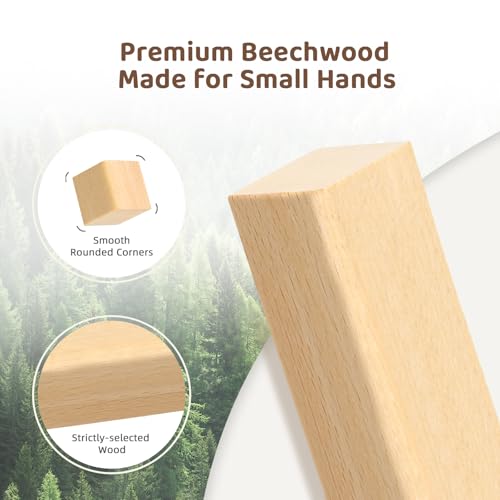 Meeyoo beech blocks showcase colors, helping toddlers recognize hues during hands-on play.