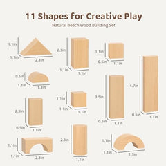 Meeyoo beech blocks arranged as a rocket inspire storytelling and problem solving.