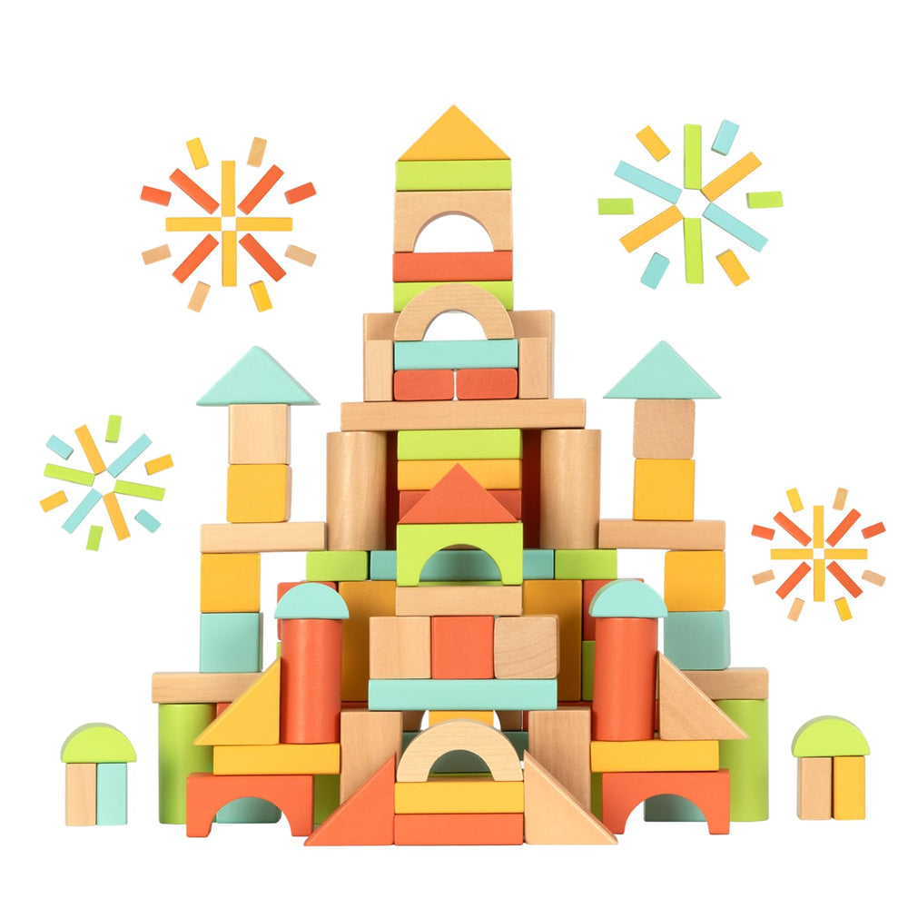 MEEYOO wooden blocks castle play inspires imaginative building and fine motor skills