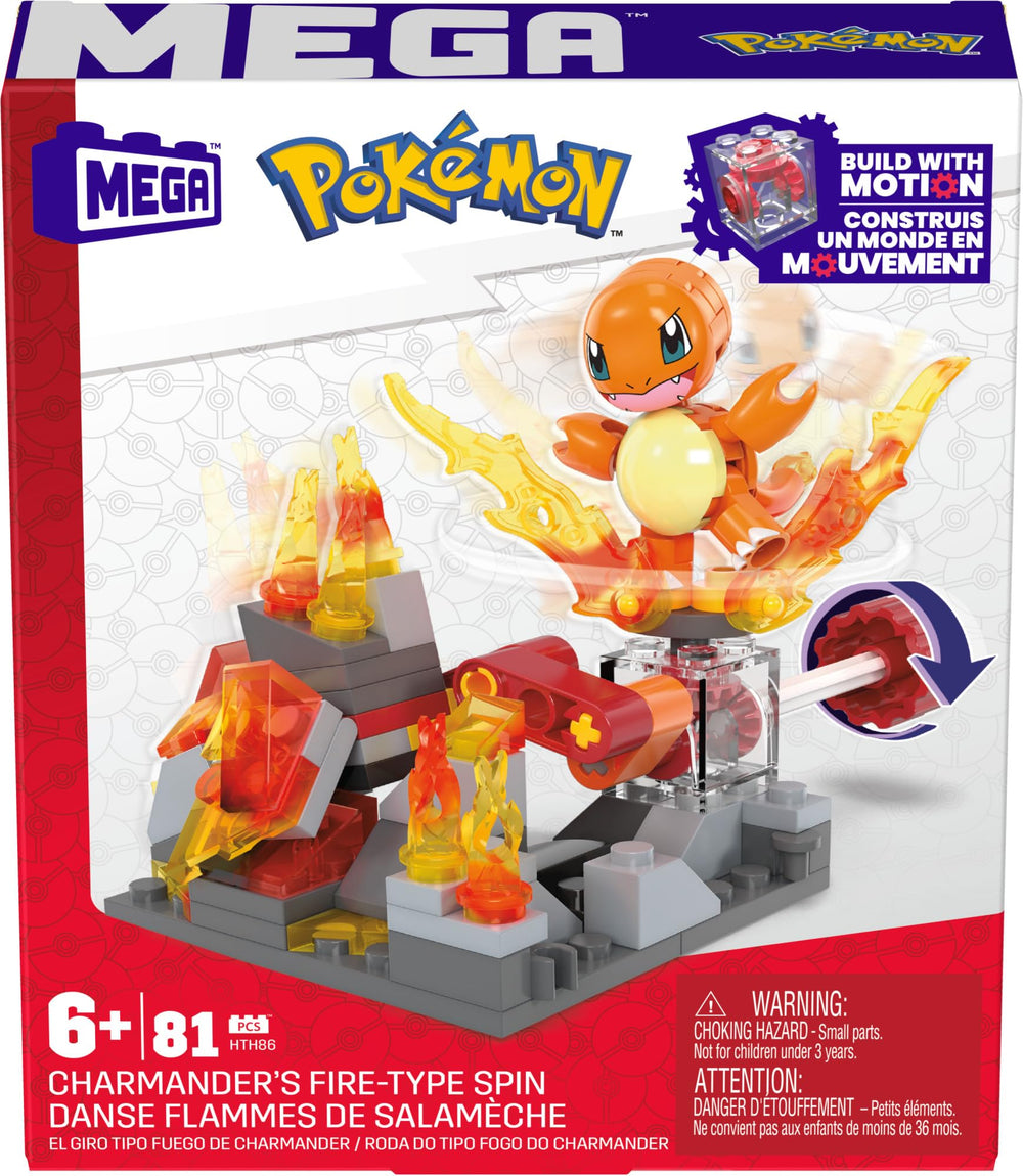 Mega Brands Charmander poseable figure enables dynamic posing for interactive storytelling.