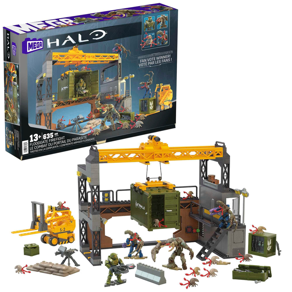 Mega Brands Halo Infinite Floodgate set wide shot for imaginative battles