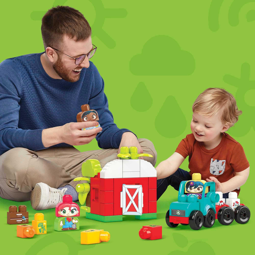 Mega Bloks Green Town crops module encourages hands-on learning and color recognition.